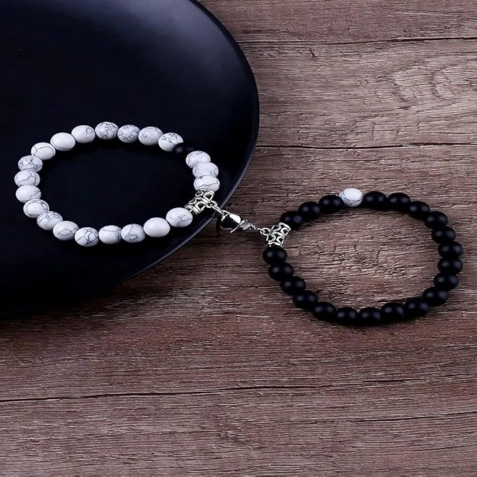 Couple Magnetic Heart Beaded Bracelet Set, Gift for Him & Her