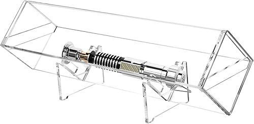 Cosmos Soporte de sable de luz de acrílico transparente para escritorio, estuche de exhibición de empuñadura de sable de luz, soporte fijo a prueba