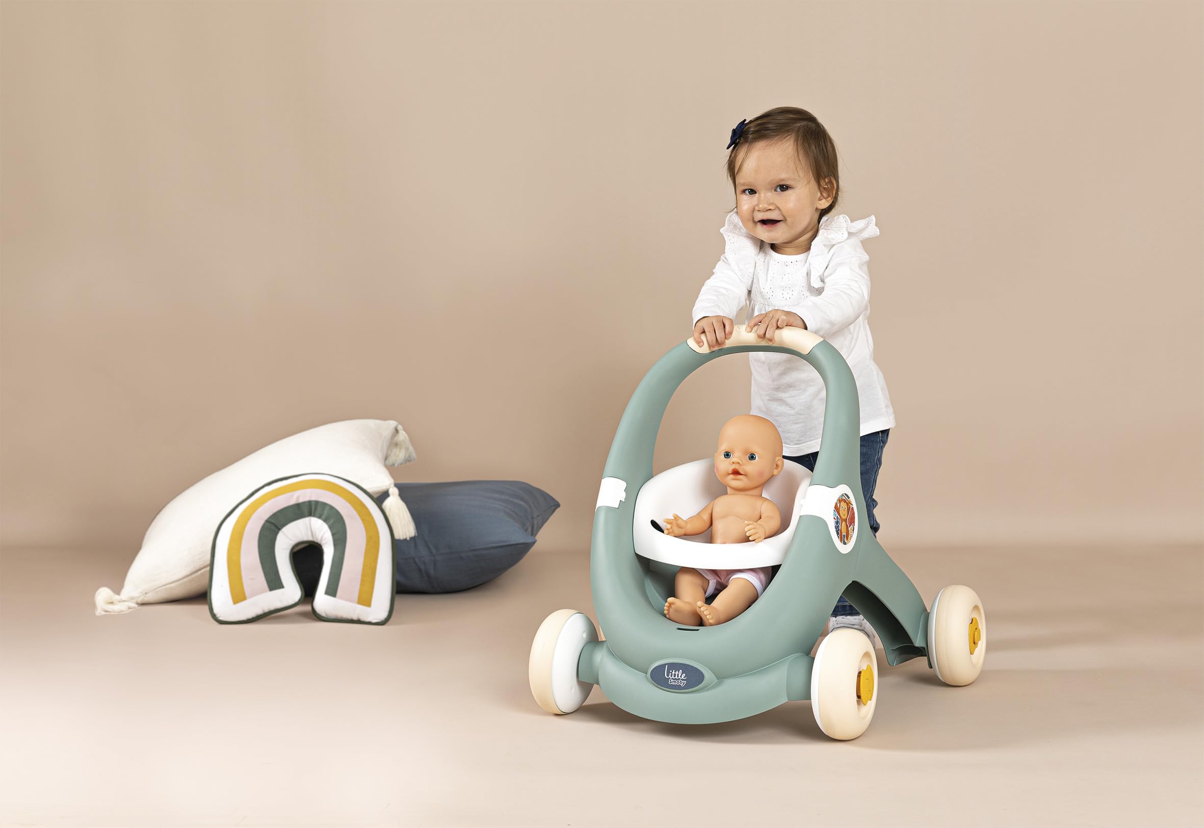 Little Smoby - Trotty 3 in 1 - Girello - Ausilio per la deambulazione - Tablet attività - Passeggino - Sistema frenante - Dai 12 mesi - Prodotto in Francia