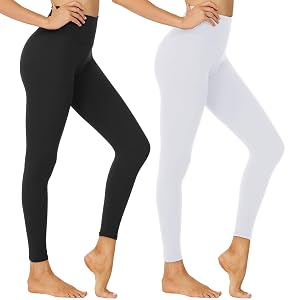 NexiEpoch High Waisted Leggings for Women - Black Tummy Control Compression Soft Yoga Pants for Workout Reg Plus