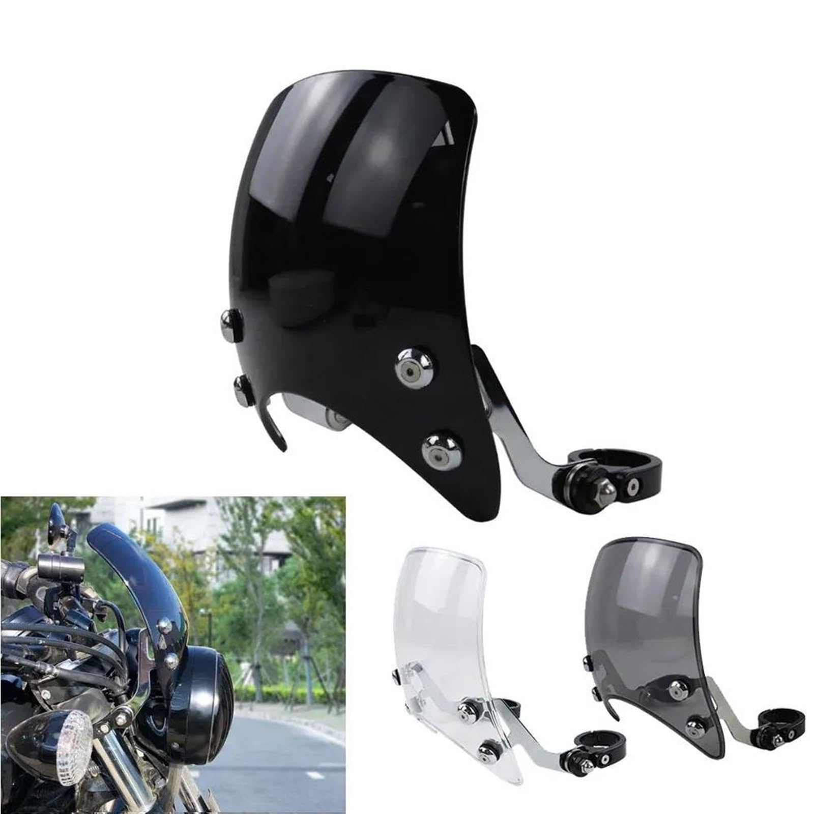 Motorrad Windschutzscheibe Doppelblase Für Harley Dyna, Softail, Sportster – Schwarz Rauch, Aus PC-Kunststoff, Einfach Zu Montieren