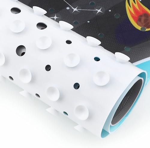 Miniatura 7 de Alfombra de bañera antideslizante para niños y bebés, de 40 x 16 pulgadas, extra larga, antideslizante, con ventosas y orificios de drenaje, color