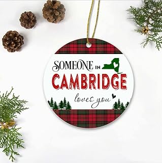 Cambridge New York Ornaments Christmas 2023 - Someone in Cambridge New York Love You - Long Distance Relationships Gifts for Family and Friend - Keepsake Xmas Ornaments Plastic 3 Inches
