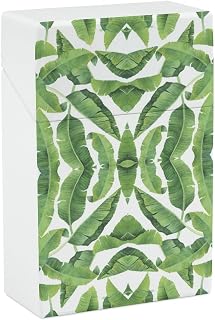 Watercolor Banana Leaves Cigarette Case Box Flip Open Waterproof Cigarette Holder Box for Men and Women