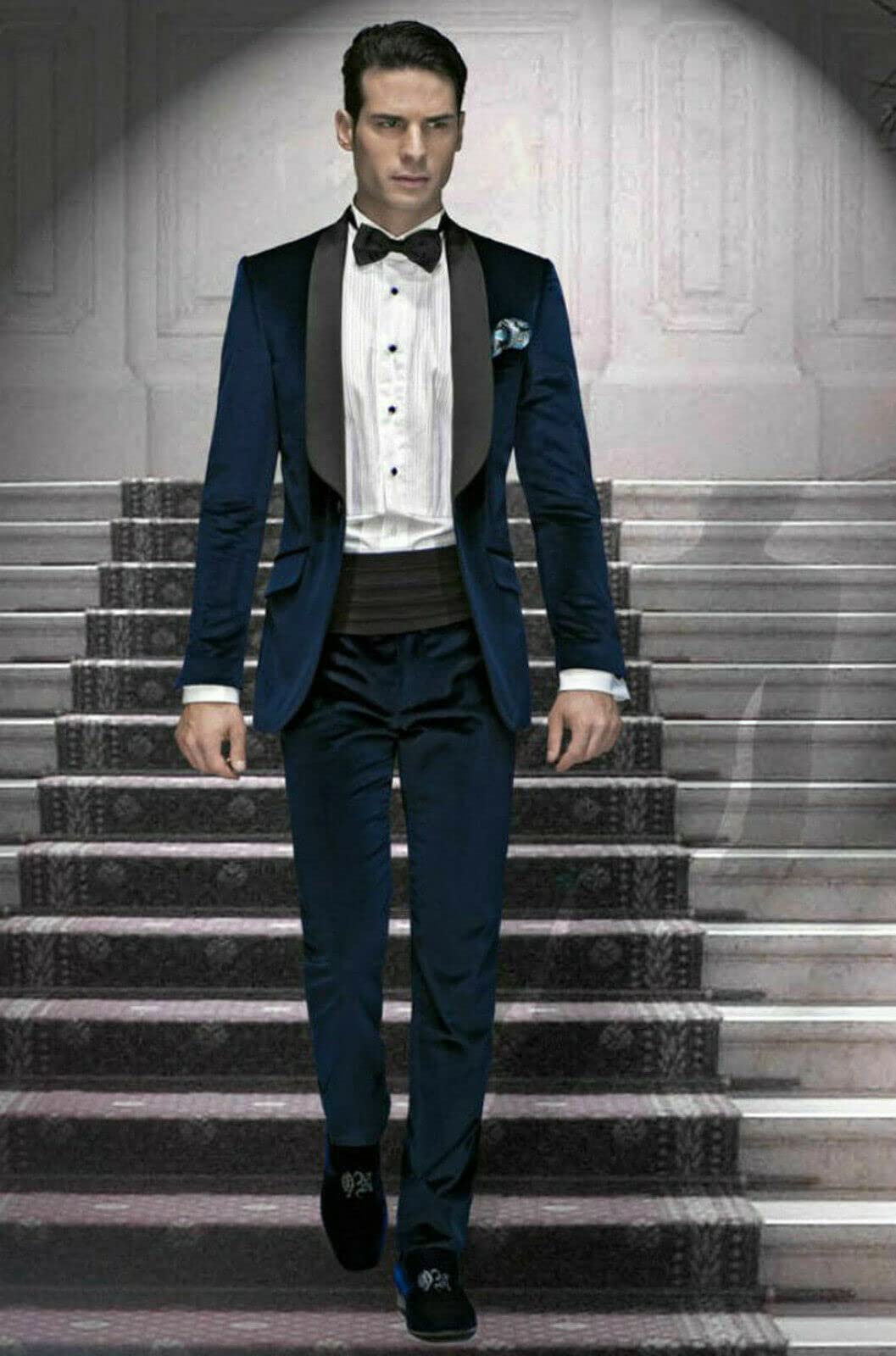 Uomo Vestito di Velluto Due Bottoni Scialle Risvolto Giacca Pantaloni per Promenade del Partito