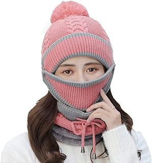 Girl Cappello Donna Invernale Berretti e Sciarpe Donna con Sciarpa Donna Berretti in Maglia, con Maschera per Il Viso, per Sport Indoor e Outdoor