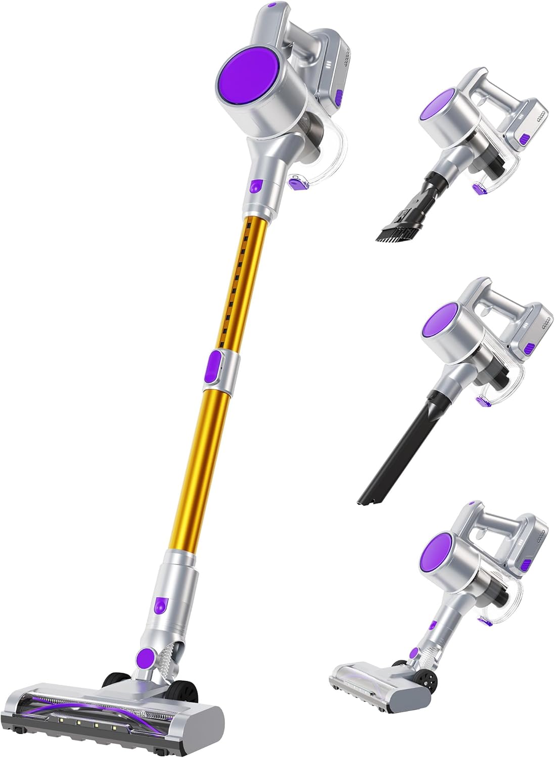 NEWBULIG Cordless Vacuum Cleaner, Removable Stick Vacuum with LED Touch Screen, Self-Standing, 35Mins Runtime, Lightweight Handheld for Pet Hair, Hard Floor, Carpet