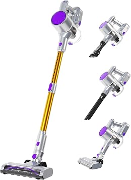 NEWBULIG Cordless Vacuum Cleaner, Removable Stick Vacuum with LED Touch Screen, Self-Standing, 35Mins Runtime, Lightweight Handheld for Pet Hair, Hard Floor, Carpet