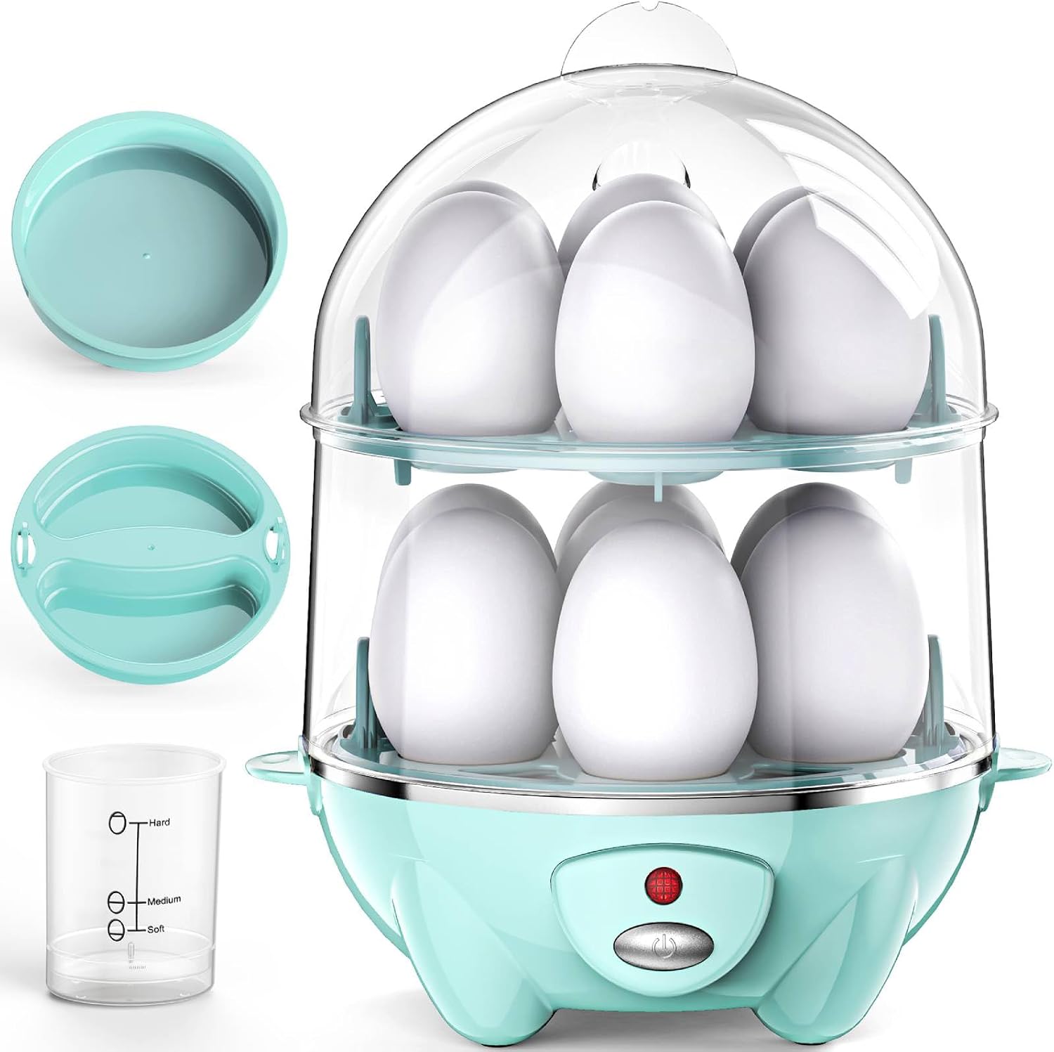 Egg Cooker,Rapid 7 Eggs Boiler with Auto Shut-off-Red