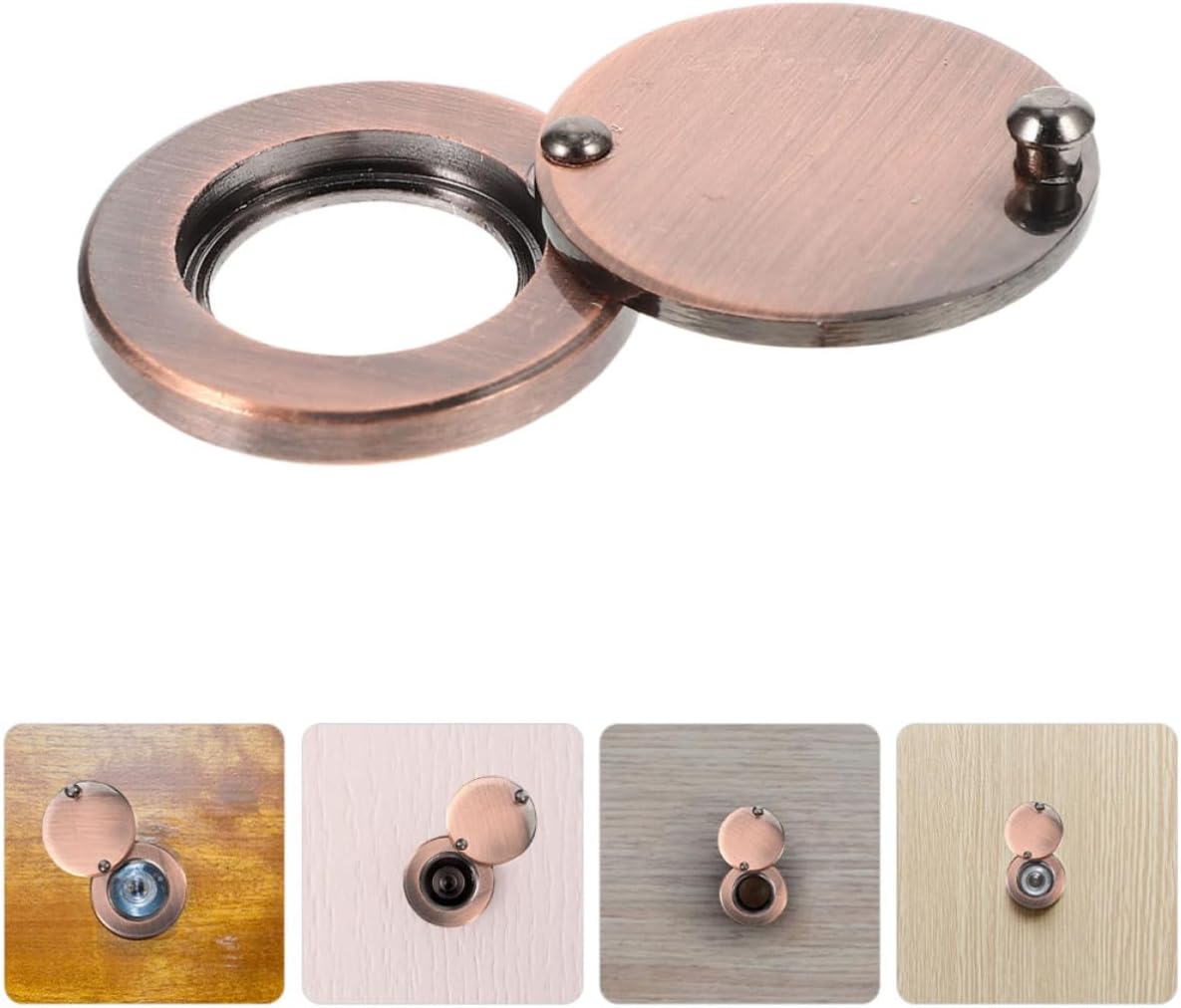 Generic Peephole Cover Plate Privacy Security Round Door Viewer Copper 2pcs Door Peep Hole Back Cover with Comprehensive Protection, Versatile Use for Home and Office