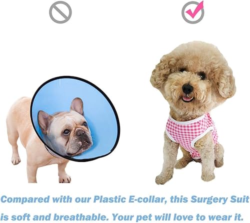 Vista 107 de Traje de recuperación para perros, camisa poscirugía para cachorros, ropa protectora de heridas para animales (rayas blancas y rosadas, XL)