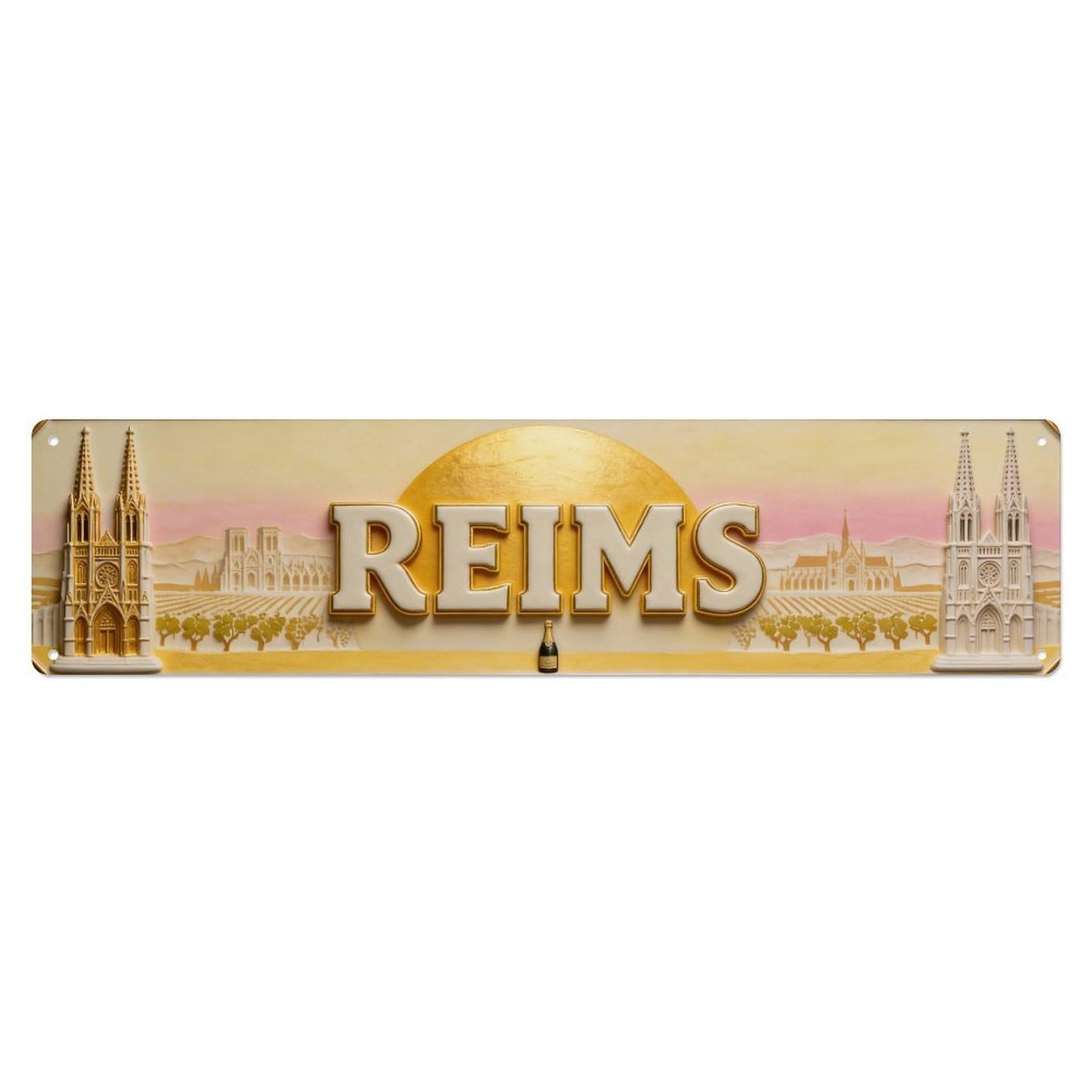 Okahys 4X16inch(10X40cm) Reims France Vintage Metal Tin Sign