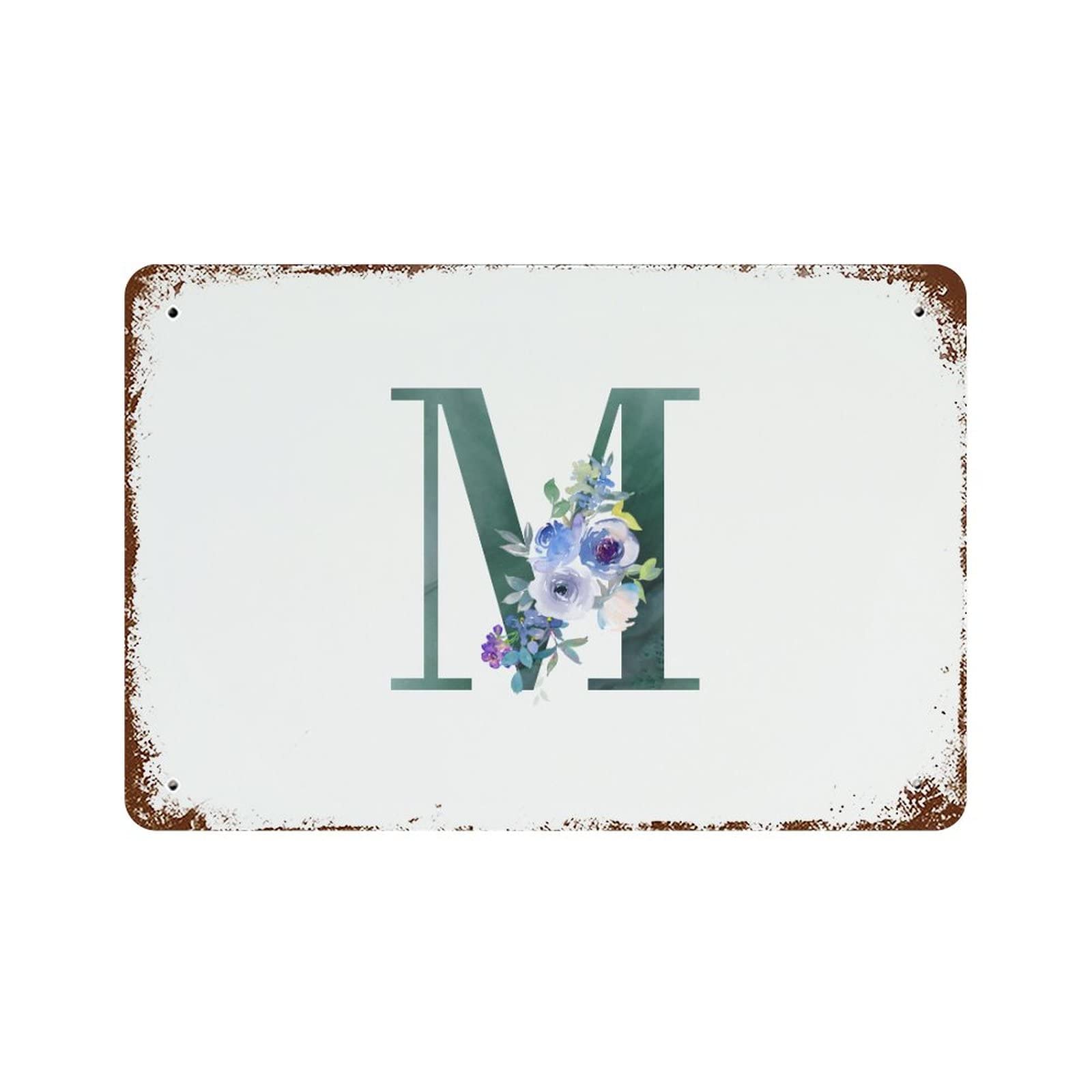 Panneau en aluminium lettre M verte, le cadeau de mariage rustique ideal