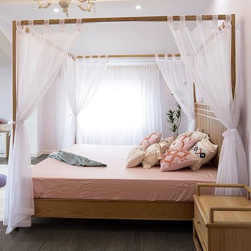 Miniatura 5 de Cortinas transparentes para cama King, Queen, matrimonial y individual, toldos y cortinas de 4 esquinas para cama, cortinas con dosel, cortinas