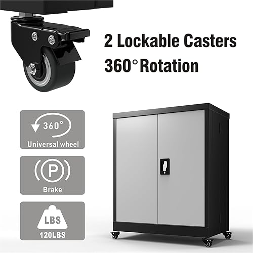 Vista 58 de LUCYPAL Armario de almacenamiento de metal con puertas de bloqueo, gabinete de metal de 72 pulgadas de alto con 4 estantes ajustables, armario alto