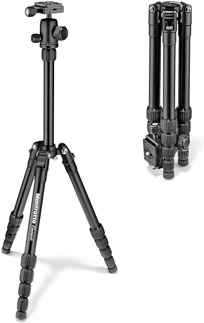 Manfrotto MKELES5BK-BH, Element Small Traveller Tripod with Aluminium Ball Head, Telescopic Column, Payload 6 kg, for CSC, DSLR, Mirrorless, Black