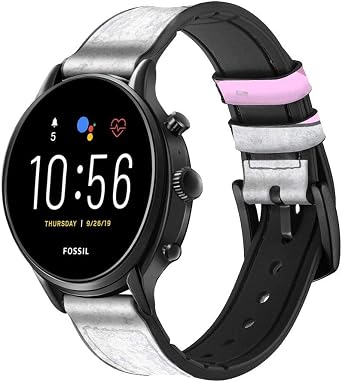CA0641 Cow Cartoon Leather Smart Watch Band Strap for Fossil Hybrid Smartwatch Nate, Hybrid HR Latitude, Hybrid Smartwatch Machine Size 24mm