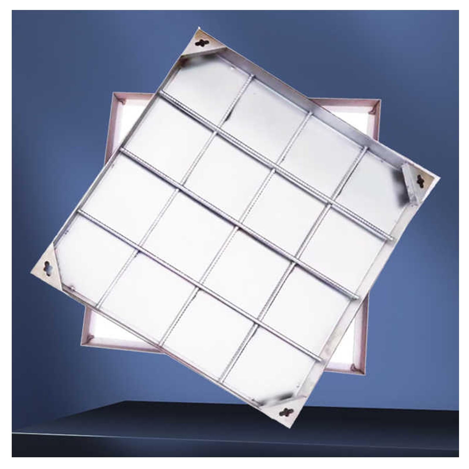 Coperchio e Telaio per pozzetto Quadrato in Acciaio Inox, Design a Filo per vialetti e marciapiedi, 60x60 cm (Altezza 8 cm) e discreto per sistemi fognari