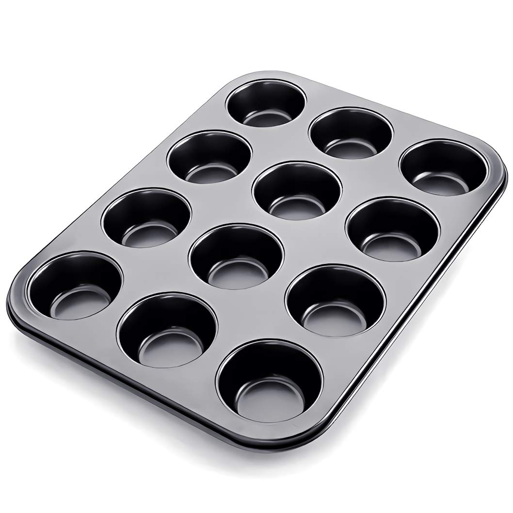 Kingrol 3 Stück Muffinform für 12 Muffins, Mini Cupcake Formen, antihaftbeschichtet, Backformen für Cupcakes Brownies Kuchen Pudding Muffinform