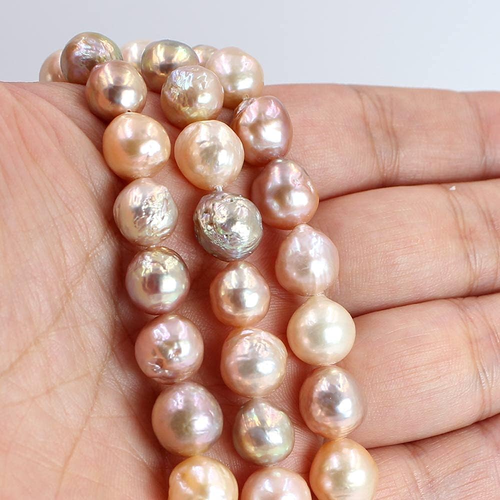 Jewelry Making Craft Natural AA Grade 9-11mm Round Reborn Edison Cultured White Pink&Purple Mixed Freshwater Pearl Beads Strand 15" (Mixed)