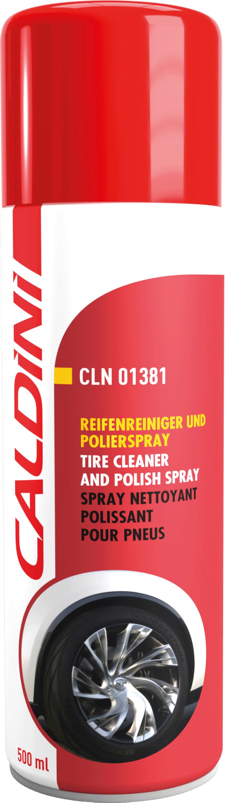 Caldini Reifenglanz Spray 12 x 500 ml, Premium Reifenpflege und Gummipflege, reinigt und pflegt Reifenoberflächen, sorgt für Glanz und Schutz vor Austrocknung, ideal für Auto, Motorrad und Transporter