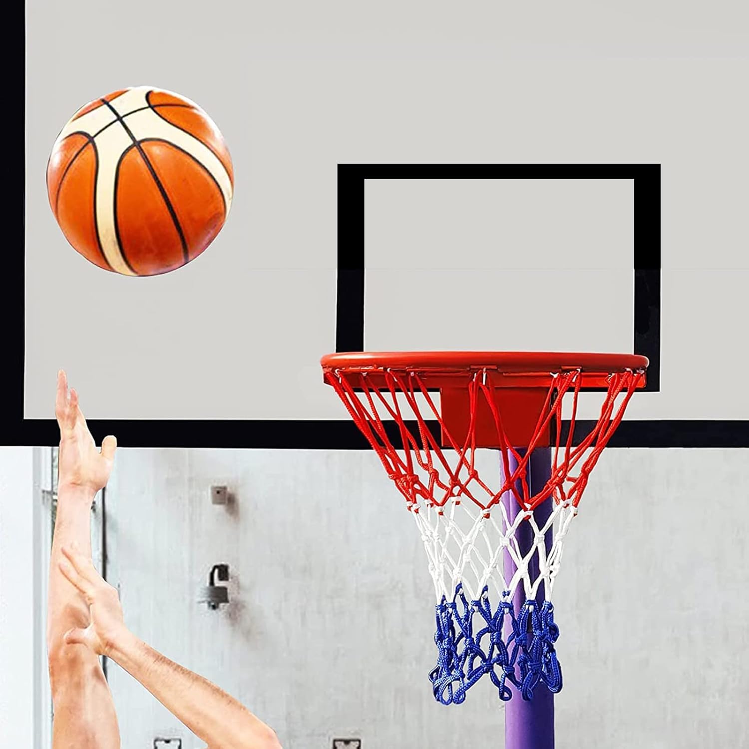 Red de baloncesto, 3 piezas de red de repuesto profesional, resistente a la intemperie, red para balones, para uso interior o exterior, 12 trabillas