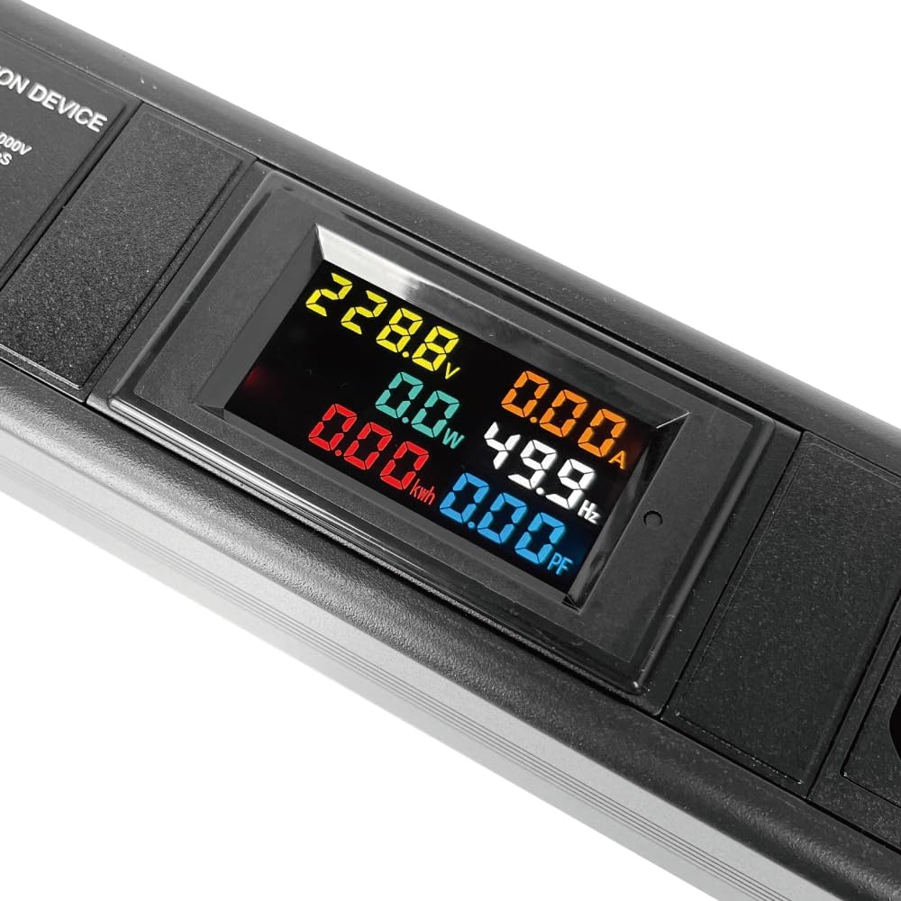 Multi Metered-Breaker-Surge Protection PDU, 240V, L6-30P, 30A, 7200watts, (6) C13 & (2) C19 Outlets, Crypto Mining, Data Center, 1U Racking, Network, Power Distribution Unit