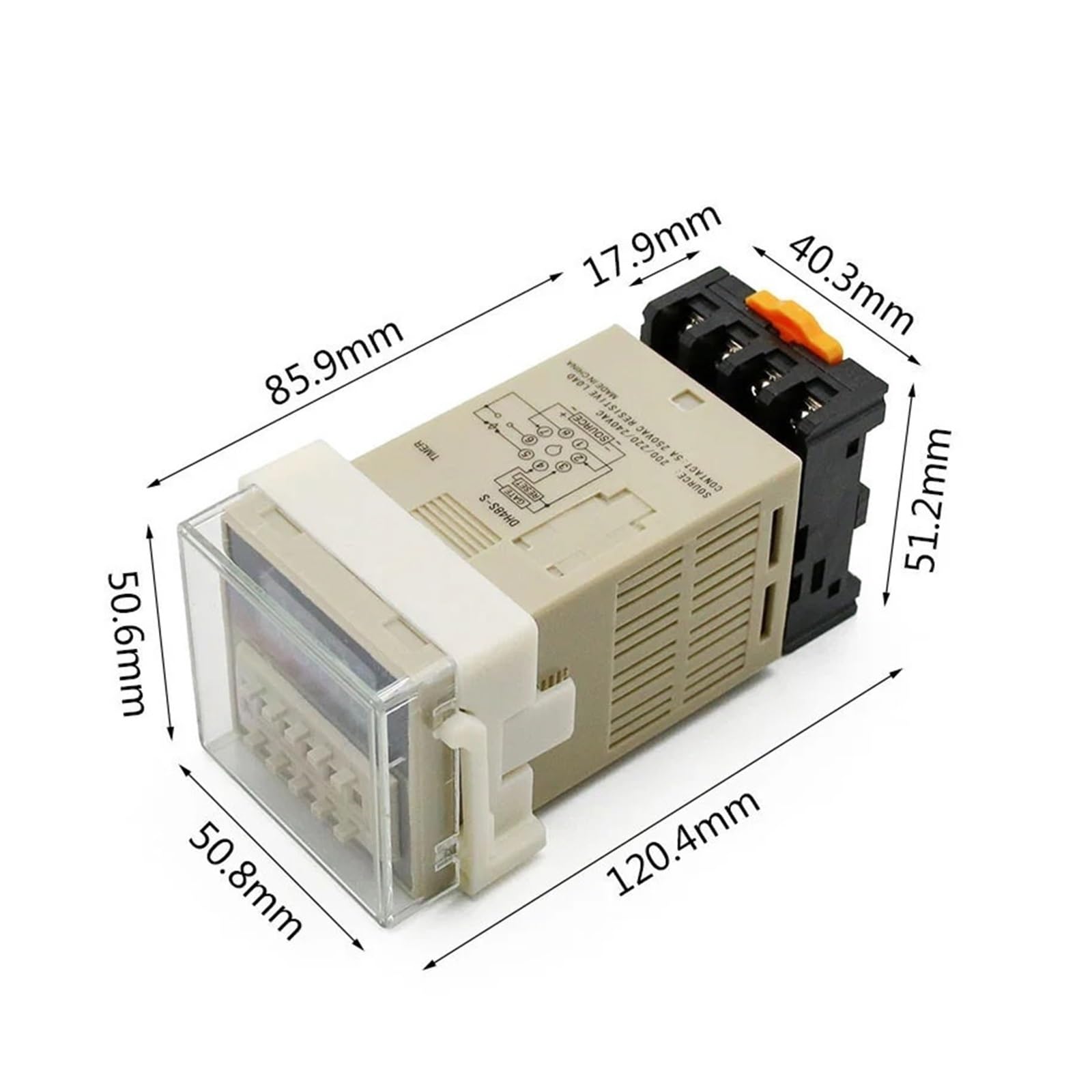 Przekaźnik czasowy Przekaźnik czasowy Cyfrowy programowalny wyłącznik czasowy DH48S-1Z 0,01S-99H99M podstawa AC/DC 12V 24V 36V 110V 220V 380V Timer opóźniający (DCAC12V)