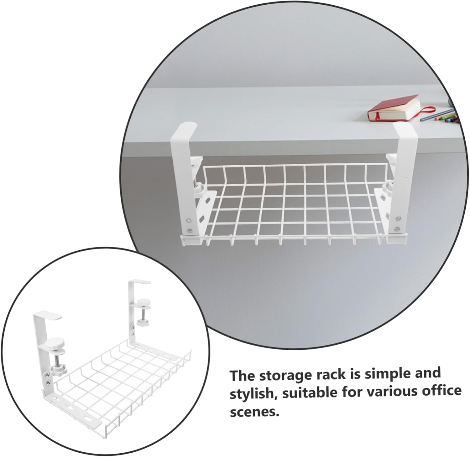 Desk Cable Tray Under Desk Wire Organizer No Drill Cord Storage Basket Office Accessory Wire Management Rack