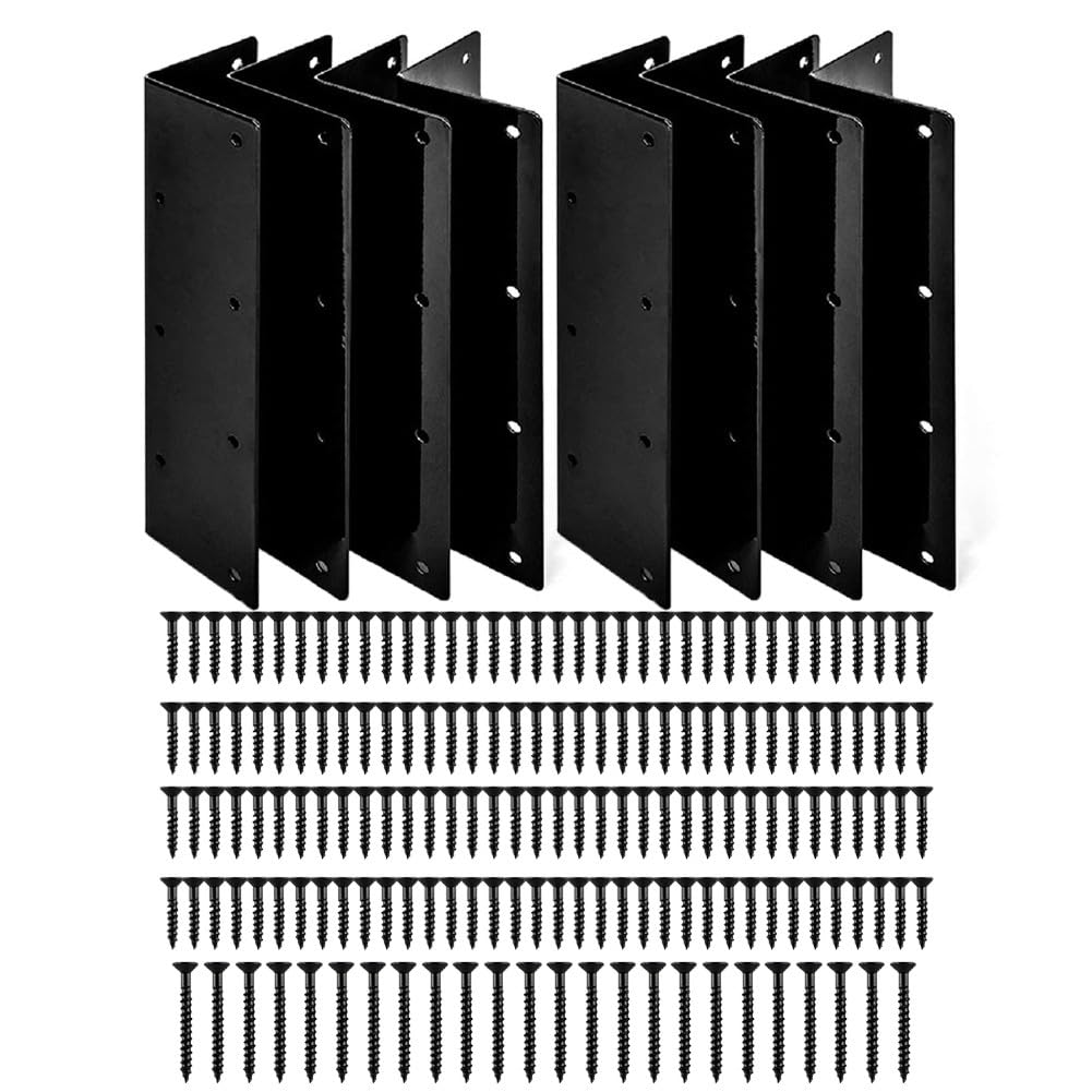 QOXEZY Staffe angolari rialzate per aiuole da giardino con viti per letti alti 50-61 cm, confezione da 4, nero, connettori metallici in lega di acciaio