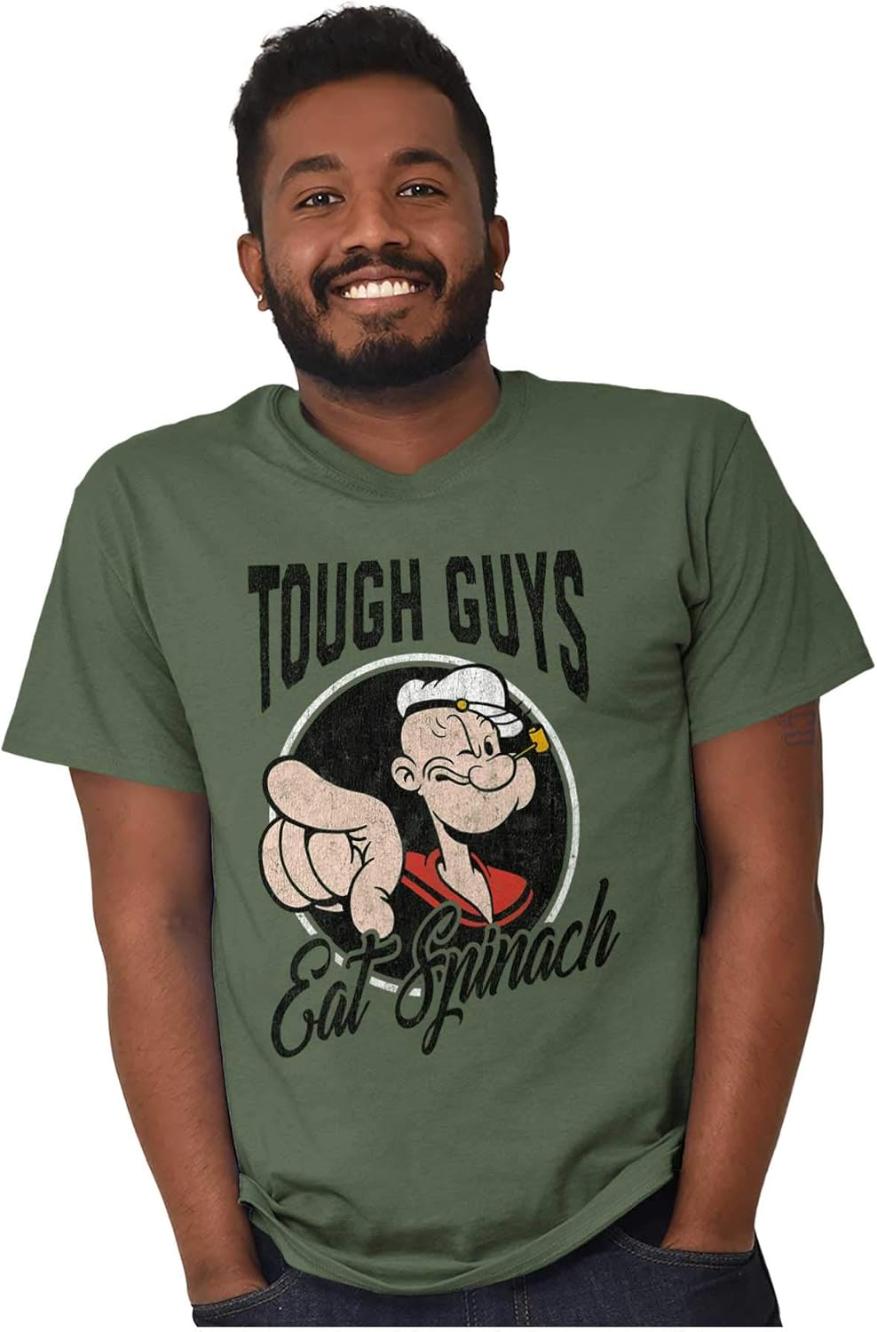 Popeye Tough Guys Eat Spinach Funny Mens Graphic T Shirt Tees
