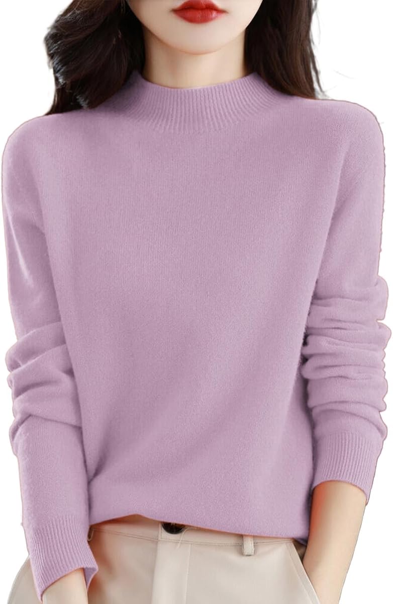 Suéter para mujer Mock Neck Suéter de punto ligero Top informal