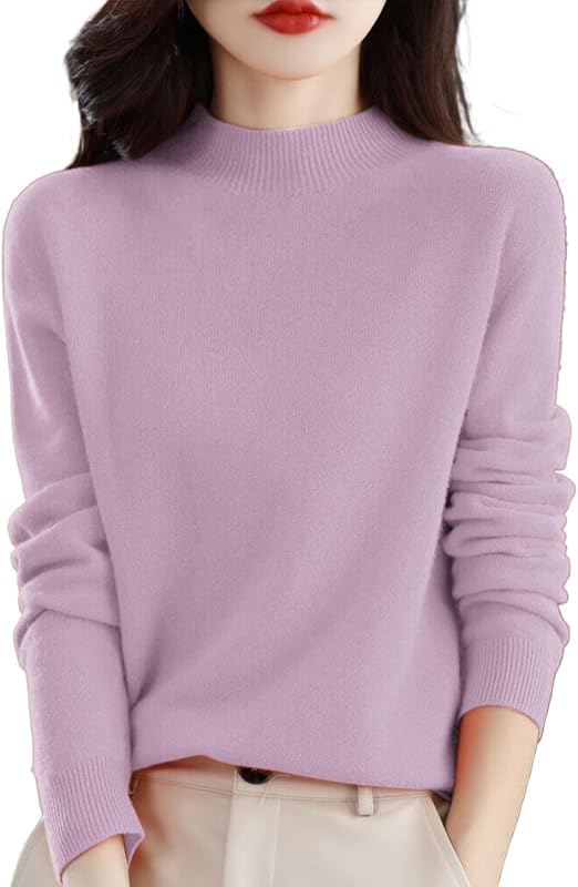 Suéter para mujer Mock Neck Suéter de punto ligero Top informal