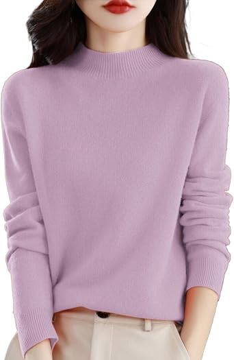 Cashmere Sweaters for Women Mock Neck Comfy Soft Long Sleeve Pullover Sweater Fall Fashion Thin Solid Cashmere Tops