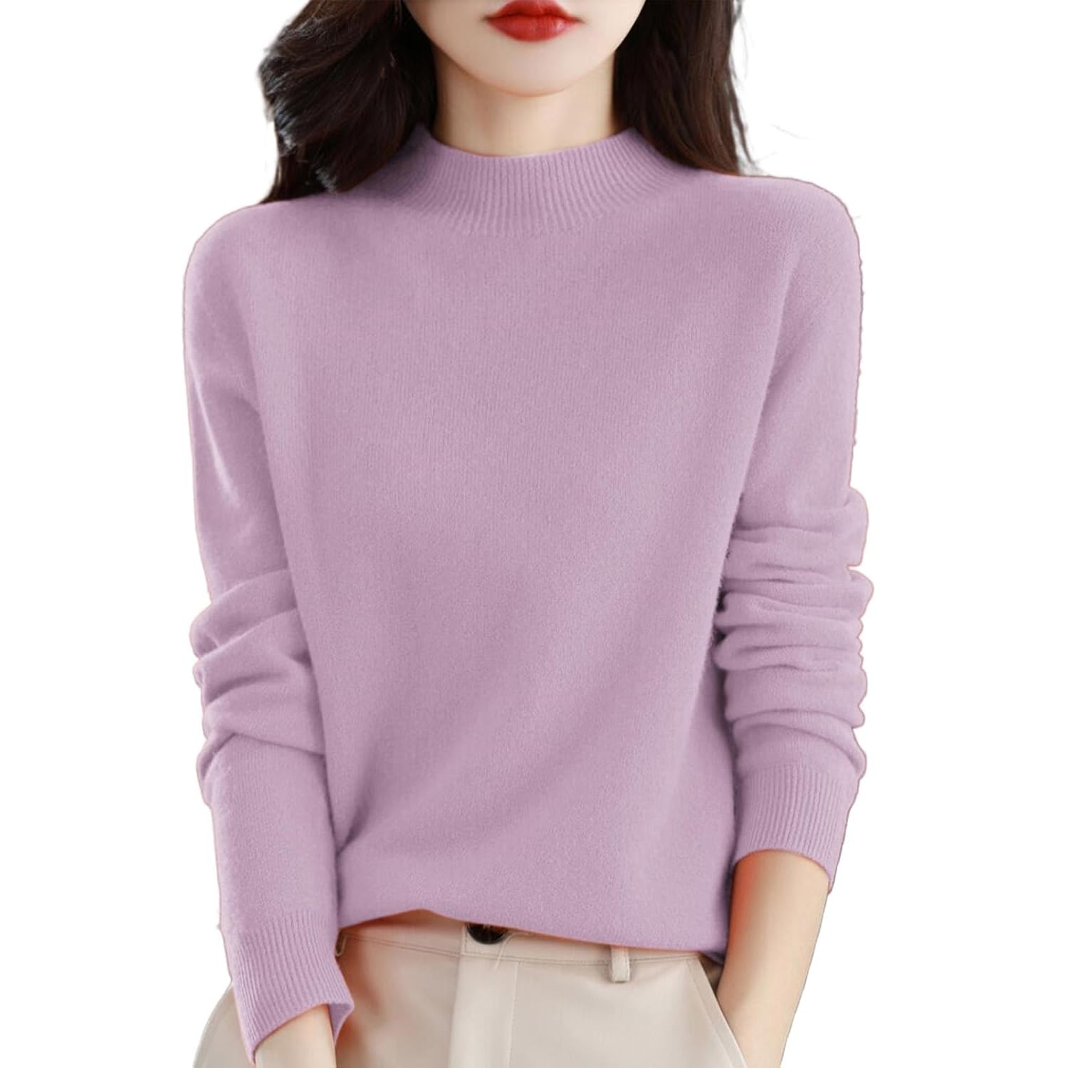 Cozy Cashmere Sweaters for Women Long Sleeve Crew Neck Classic Soft Pullover Sweater Loose Casual Fall Winter 2025