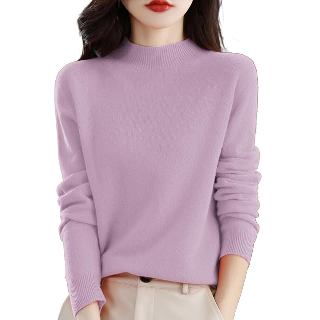 Cashmere Sweaters for Women Mock Neck Cozy Soft Pullover Tops Fall Winter Ladies Plus Size Casual Warm Sweater