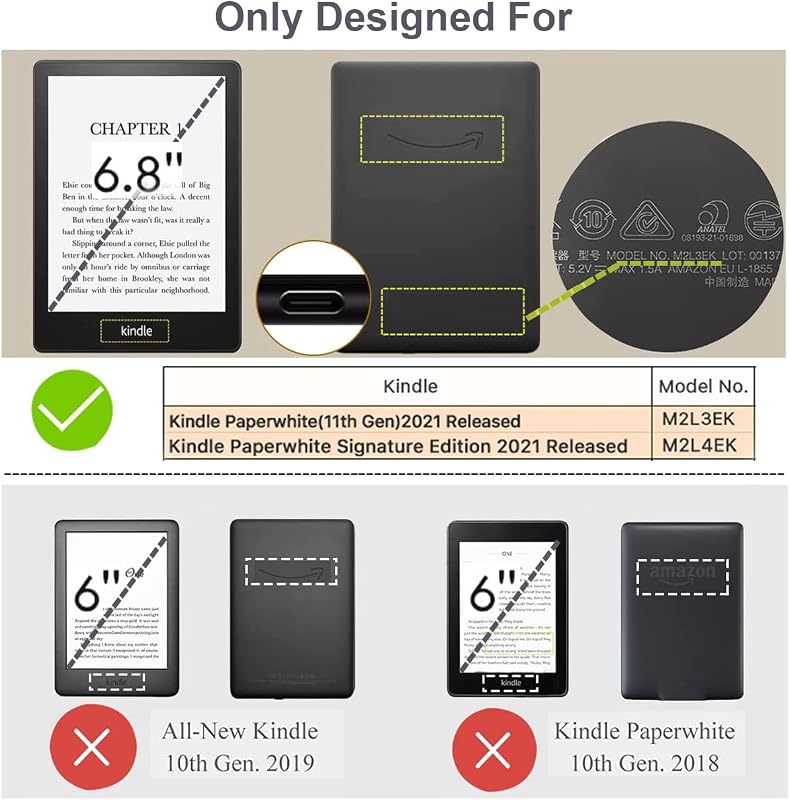 ZhaoCo Kindle Paperwhite Tok - Vékony Okos Védőtok PU Bőrből 6,8" E-olvasóhoz - Kompatibilis 11. Generációs (2021) és Signature Edition Mode