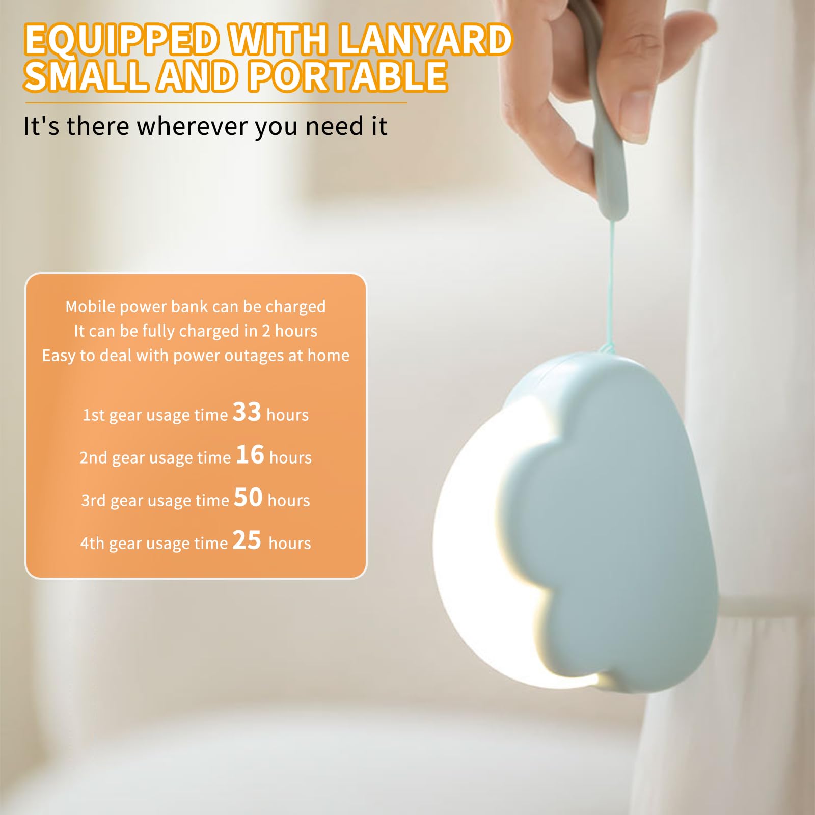 PZCC Veilleuse Bébé Nuage LED Portable Rechargeable - Douce Lumière Bleue Dimmable, Parfaite Pour Nuit Et Voyage !