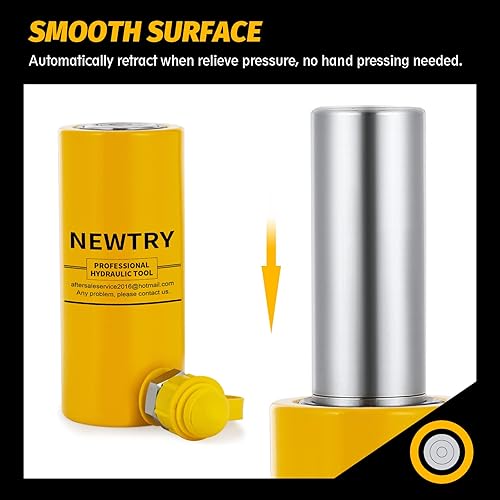 Miniatura 12 de NEWTRY Cilindro hidráulico de 20 toneladas Jack largo de 4 "carrera Porta Power Ram Jack Cilindro de elevación se retrae automáticamente