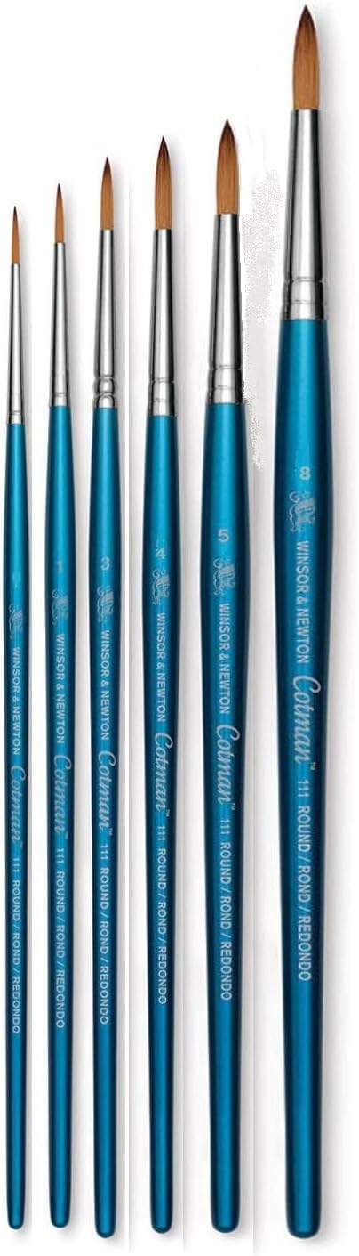 Cotman Winsor & Newton Aquarellpinsel mit kurzem Griff, Serie 111. NO. 0. 1. 3. 4. 5. 8