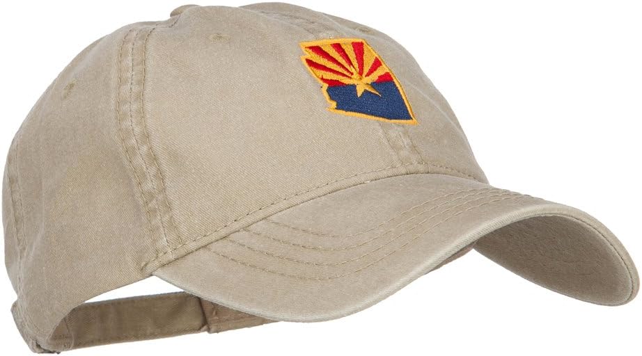 Arizona State Flag Map Embroidered Washed Cap