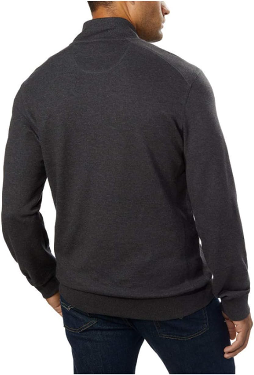 English Laundry Men's Long Sleeve Zip Up Sweater (M, Charcoal)