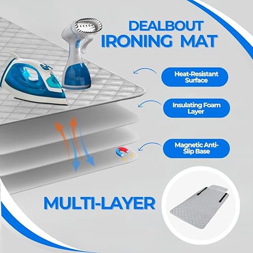 Miniatura 7 de Premium Ironing Mat 39" X 18,5" Heat Resistant Silicone Iron Rest Non Slip Magnetic Portable Pad Table Top Countertop Quilted Insulating Travel