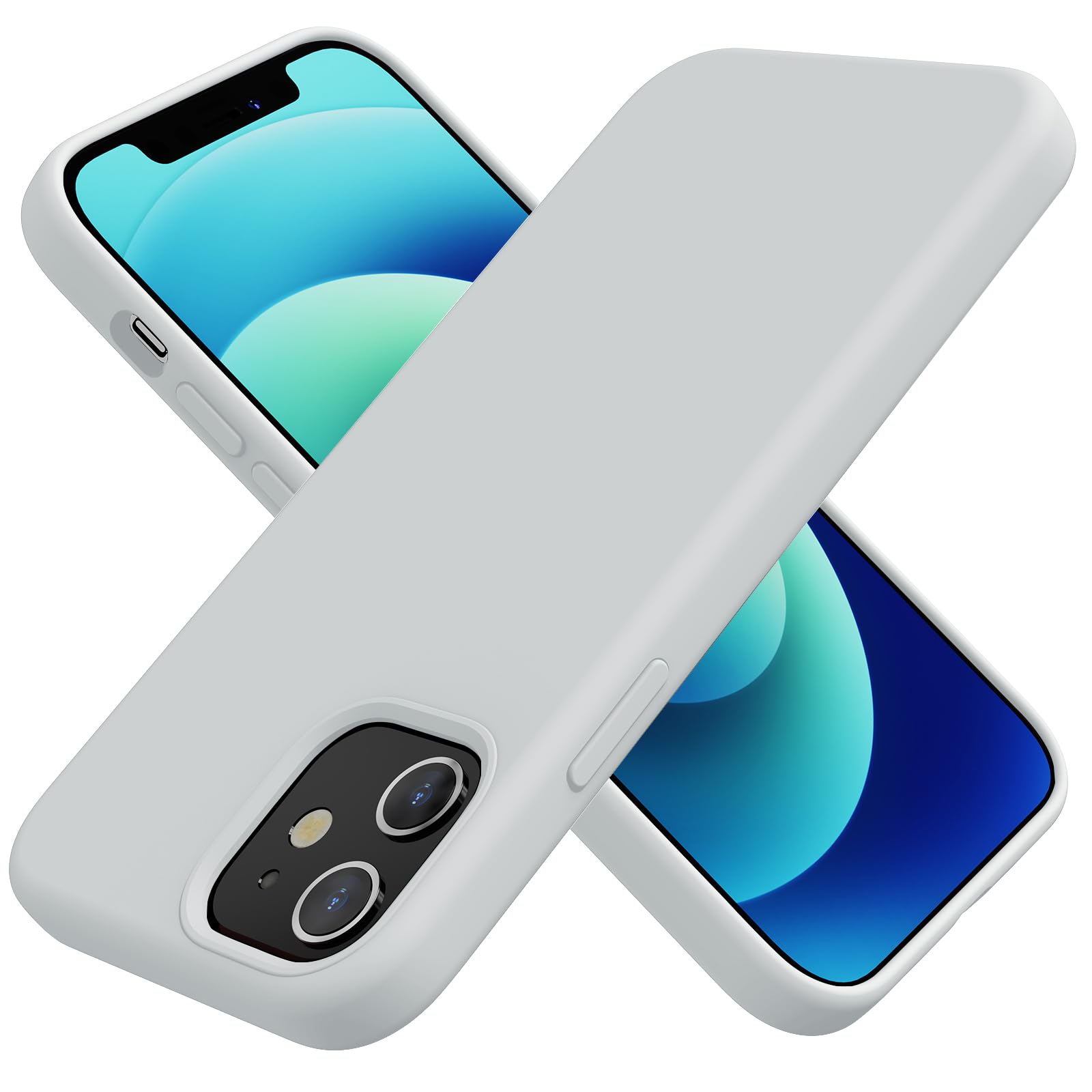 TAXXOE Silicone Case Compatible with iPhone 12 Case/12 pro case Soft Ultra Slim Protective Shockproof Liquid Silicone Phone Case,Anti-Scratch Microfiber Lining, 6.1" White