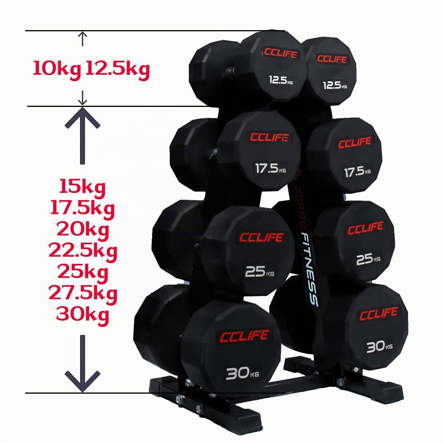 CCLIFE ZERRO Rastrelliera Manubri Porta pesi manubri Supporto per manubri per Palestra Casa(capacità di Peso 300 kg,No Manubri)