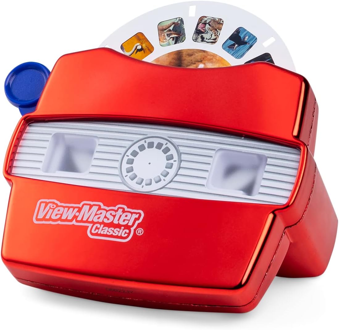 Amazon Basics Fun Classic Viewmaster Deluxe Edition with Discovery Kids Reel (Metallic Viewer, Storage Case, 5 Reels Included) - Amazon Exclusive
