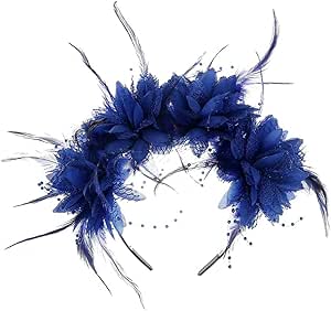 Vintage Stirnband 1920s Style - Feder & Blumen Haarschmuck Für Halloween & Karneval