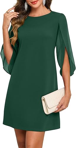 10 Petite Dresses Designed for Balanced Proportions: oten Women's 2026 Flutter Sleeve Cocktail Dress Crew Neck Chiffon Formal Wedding Guest Party Short Dresses