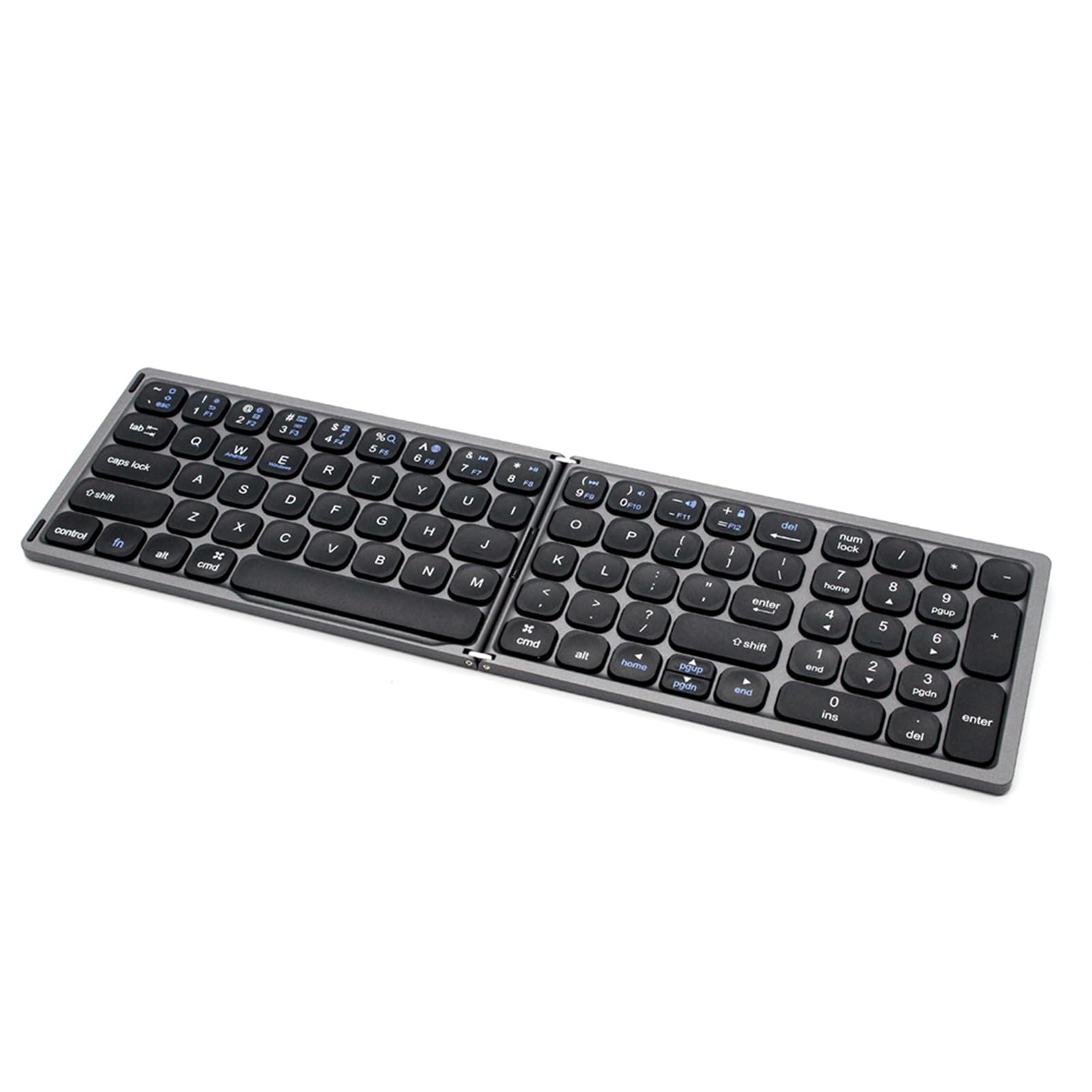 Tastiera Wireless Pieghevole, Tastiera BT con Tastierino Numerico, /iOS/, Grigia, Ultrasottile, Ricaricabile, Portatile per Viaggi in Ufficio, Tastiera Wireless