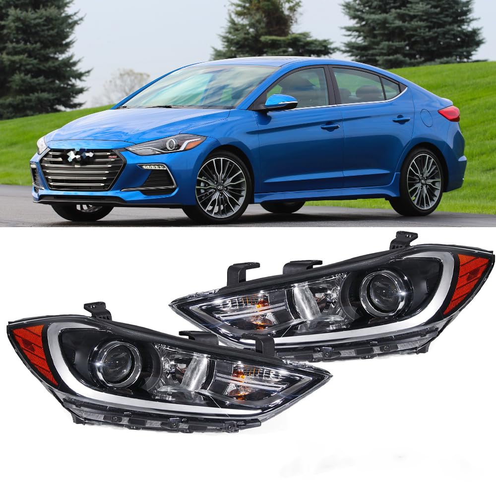 TODO Headlights Assembly Compatible with 2017-2018 Elantra 92101-F3000 92102-F3000 92101F3000 92102F3000 HY2502206 HY2503206